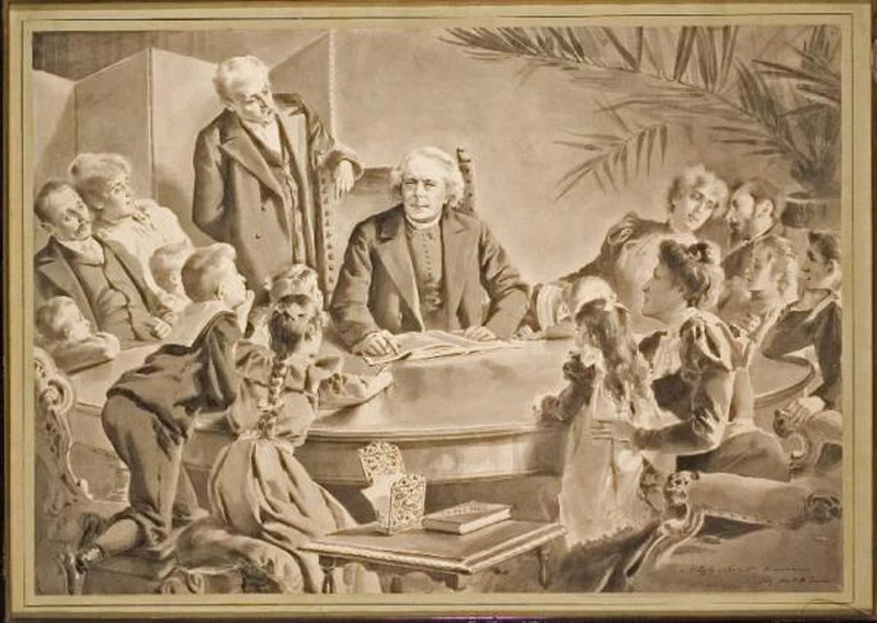 Antonio Stoppani commenta il bel paese ai famigliari - Galleria Comunale, Lecco
